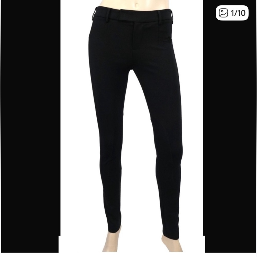 Vince Ponte Skinny Riding Pants with Thigh Stitching and Ankle Zipper